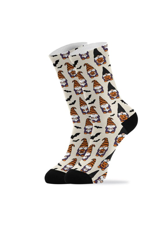 Novelty Pumpkin Bat Crew Socks for Women Men Soft Stretchy Breathable Unisex Casual Socks One Size Funny Crazy Gift Socks