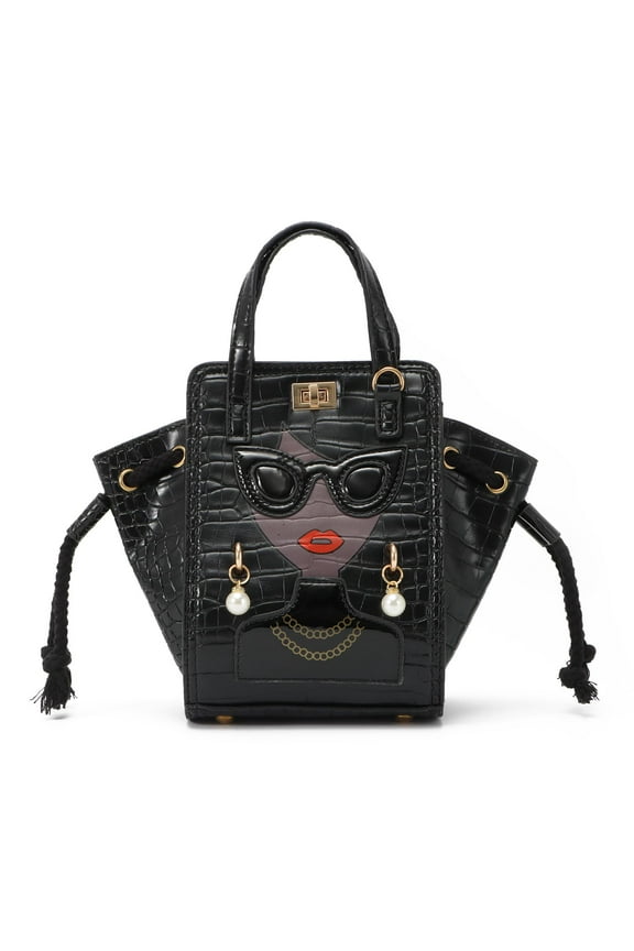 Novelty Purses for Women Unique Top Handle Satchel Handbag 3D Fun Lady Face Bucket Tote Bag Crossbody Shoulder Bag