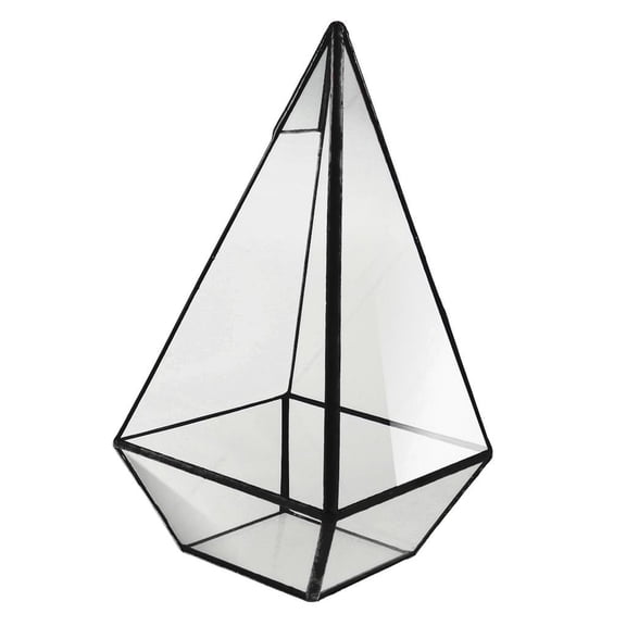 Novelty Pyramid Glass Geometric Terrarium Box Tabletop Planter Gift Favor Black