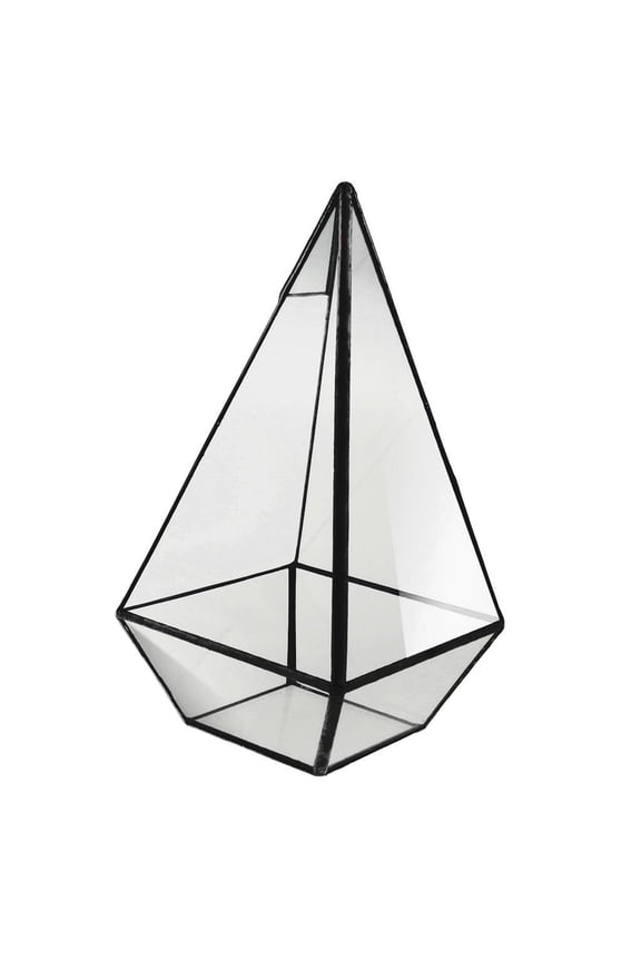 Novelty Pyramid Glass Geometric Terrarium Box Tabletop Planter Gift Favor Black