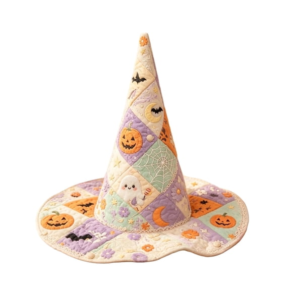 Novelty Quilted Witch Hat, Halloween Festival Accessory For Party Cosplay