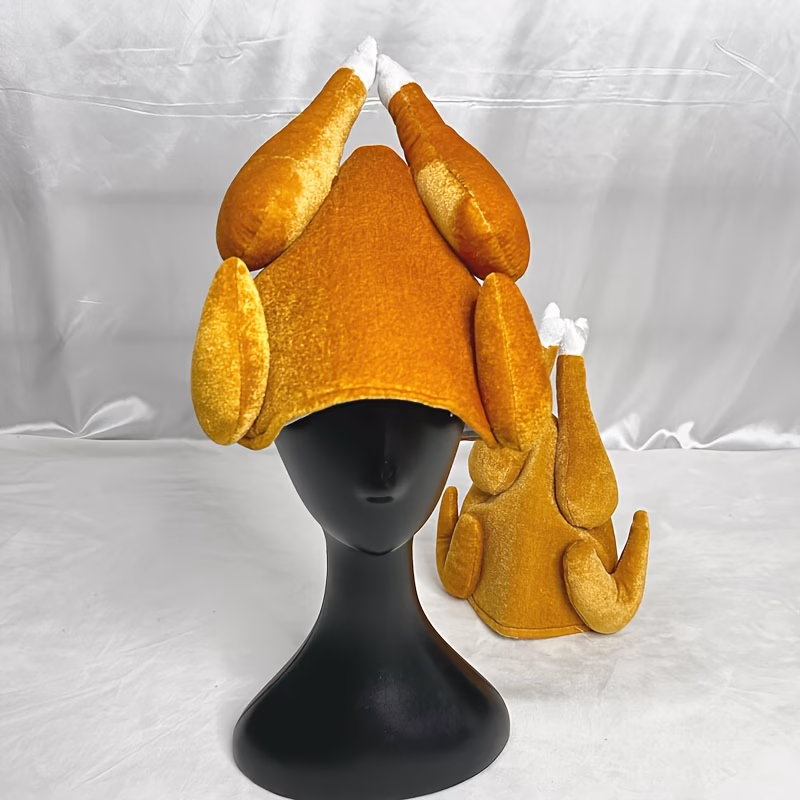 Novelty Quirky Turkey Hat for Festive Parties, Thanksgiving Christmas Costume Accessory, Funny Plush Headwear for Adults and Kids