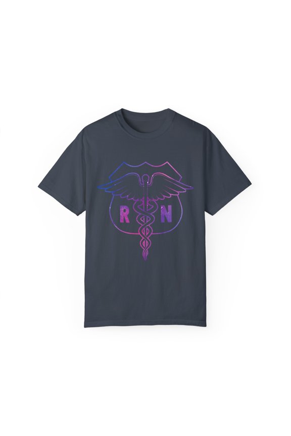 Novelty Registered Nurse Mark Medical Emblem Galaxies Lover Hilarious Licensed Physician Practitioner Staff Unisex Garment-Dyed T-shirt