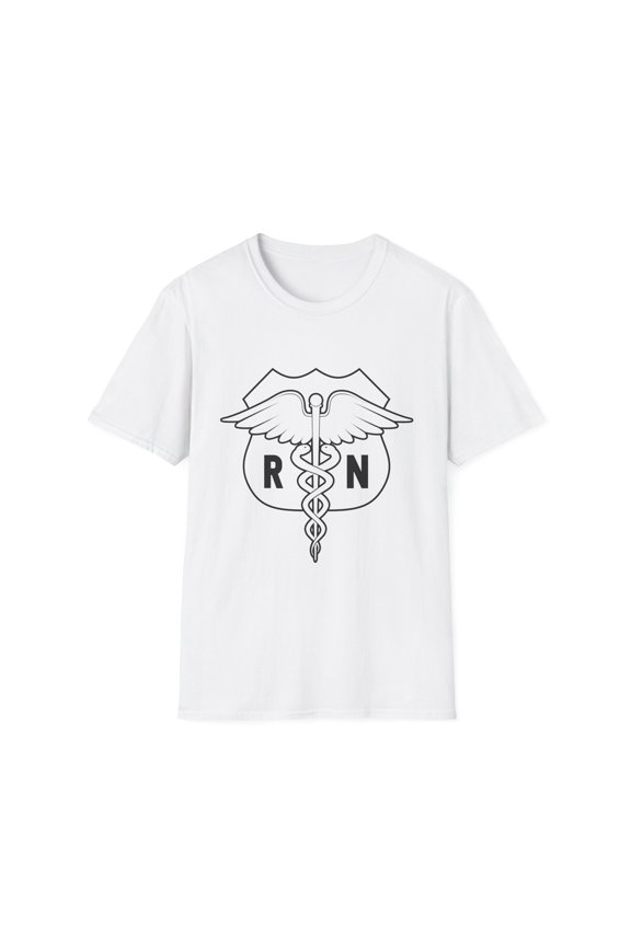 Novelty Registered Nurse Mark Medical Emblem Galaxies Lover Hilarious Licensed Physician Practitioner Staff Unisex Softstyle T-Shirt