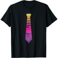 thumbnail image 1 of Novelty Retro 80's Vaporwave Necktie Design T-ShirtMen and women, Black T-shirt, size: Extra large, 1 of 4