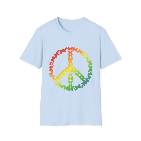 Novelty Retro Introvert Antisocial Gift	Vintage Butterflies Peace Sign Cool Hippie Men Women Unisex Softstyle T-Shirt