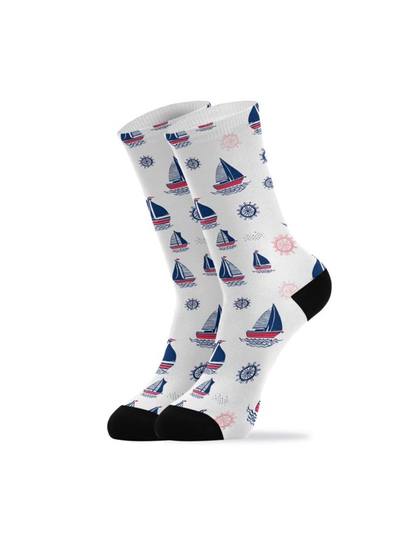 Novelty Sailing Boat Rudder Crew Socks for Women Men Soft Stretchy Breathable Unisex Casual Socks One Size Funny Crazy Gift Socks