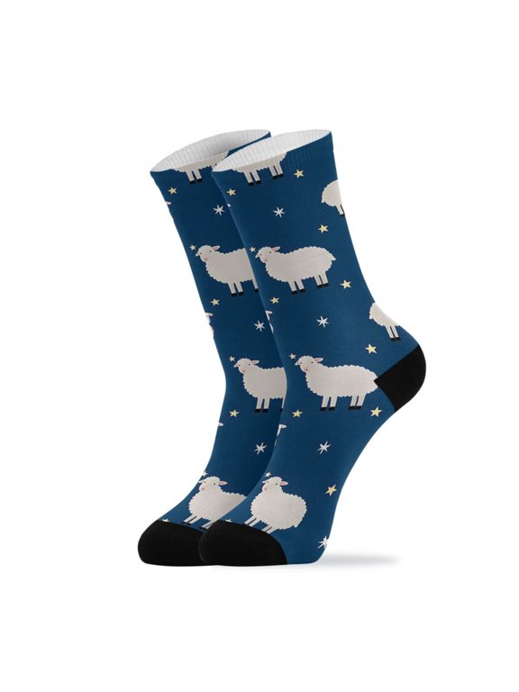 Novelty Sheep Crew Socks for Women Men Soft Stretchy Breathable Unisex Casual Socks One Size Funny Crazy Gift Socks