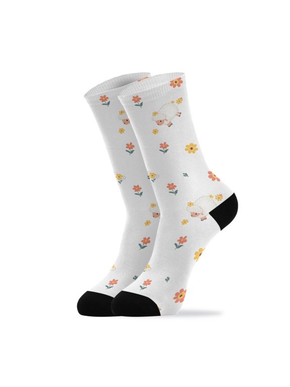 Novelty Sheep Crew Socks for Women Men Soft Stretchy Breathable Unisex Casual Socks One Size Funny Crazy Gift Socks