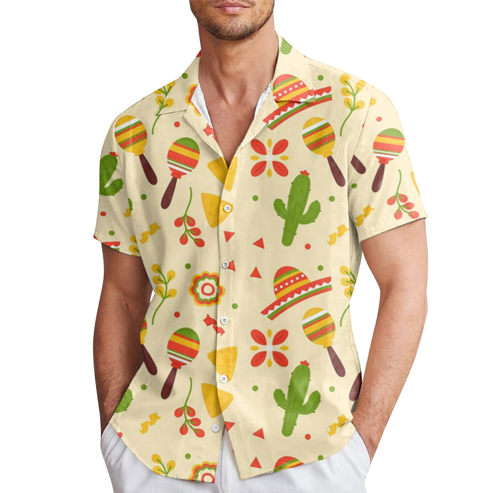 Novelty Shirts for Men Lapel Button Down Graphic Workout Tees Shirt Hop