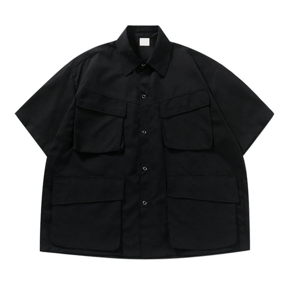 Novelty Shirts for Men Lapel Neck Solid Color Blouse Workout Tees Shirt Slim Fit Hawaiianss Short Sleeve Work Shirts for Men
