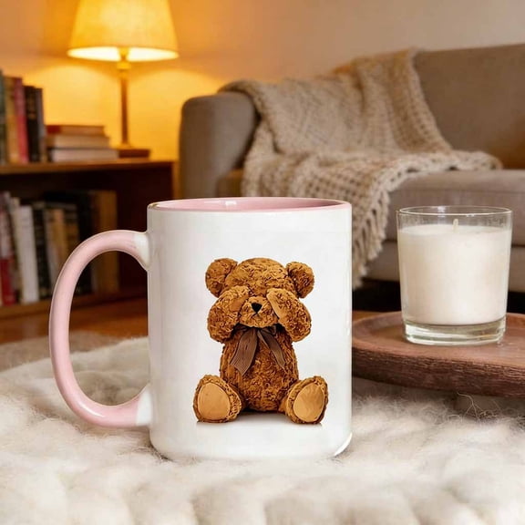 Novelty Shy Teddy Bear Ceramic Mug