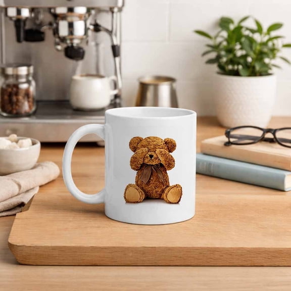 Novelty Shy Teddy Bear Ceramic Mug