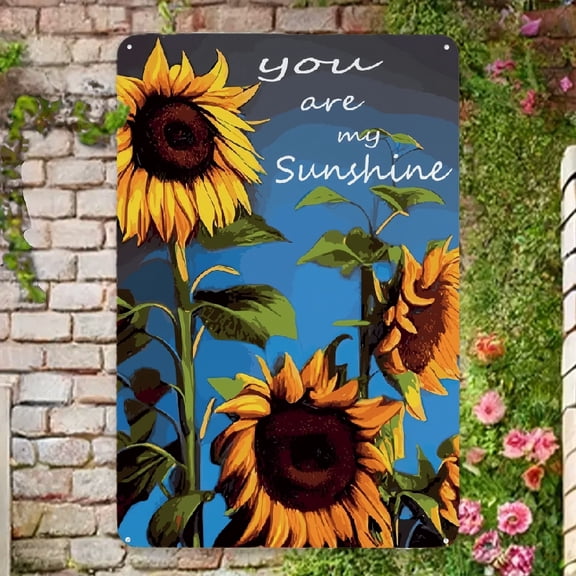 Novelty Sign, You are My Sunshine Sunflowers Metal Sign 12 x 8 Inch, Spring Summer Sunflowers Indoor Outdoor Decorative Welcome Sign for Home House Lawn Patio Wall Decor For Home Kitchen Bathroom Farm