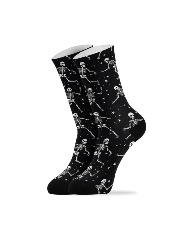 Novelty Skeleton Crew Socks for Women Men Soft Stretchy Breathable Unisex Casual Socks One Size Funny Crazy Gift Socks
