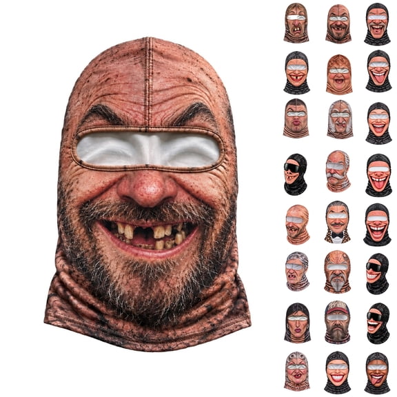 Novelty Ski Mask Old Man Face Print, 3D Funny Full Face Mask, Humorous Head Cover for Holiday Party Outdoor Use