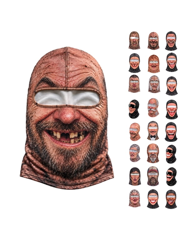 Novelty Ski Mask Old Man Face Print, 3D Funny Full Face Mask, Humorous Head Cover for Holiday Party Outdoor Use