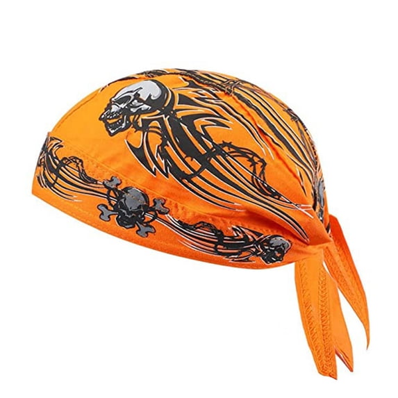 Novelty Skull Print Headwrap Cap Adjustable Unisex Bandana – 4.8" Lightweight Polyester Hat for Camping Hiking & Outdoor Adventures