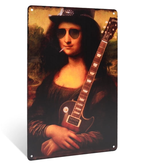 Novelty Slash Mona Lisa Metal Sign Man Cave Bar Wall Art Musician Bedroom Door Poster Rock N Roll Decor