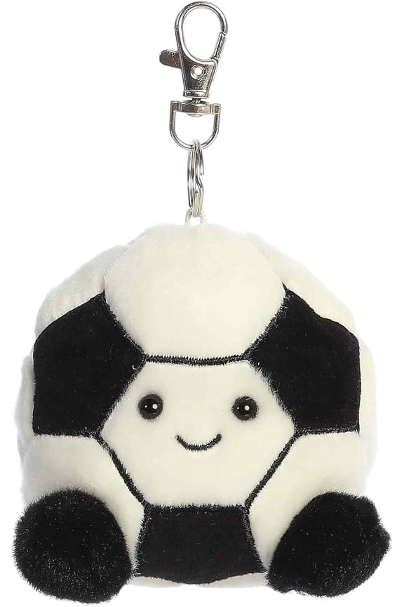 Novelty Soccer Ball Bag Clip - 4" Smiling Football Plush Keychain Gift for Boyfriend & Sports Fans (1 Piece)