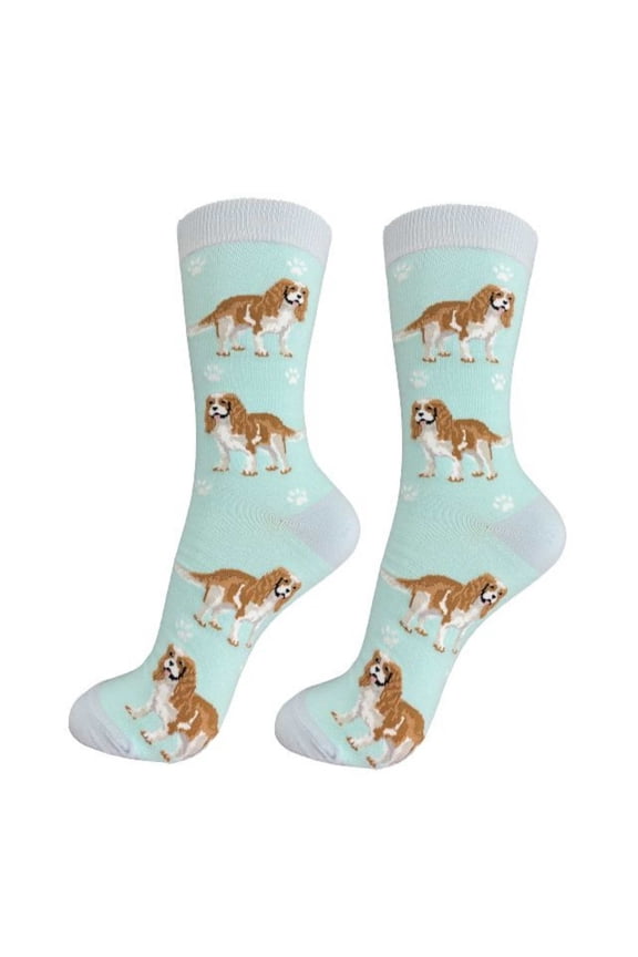 Happy Tails King Charles Cavalier Dog Lover Colored Socks - One Size Fits Most