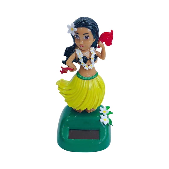Novelty Solar Powered Dancer Doll for Car Decoration - Dancing Figure with Head Shake Motion and Eye-Catching Moving Design for Room or Desk Display, Yellow