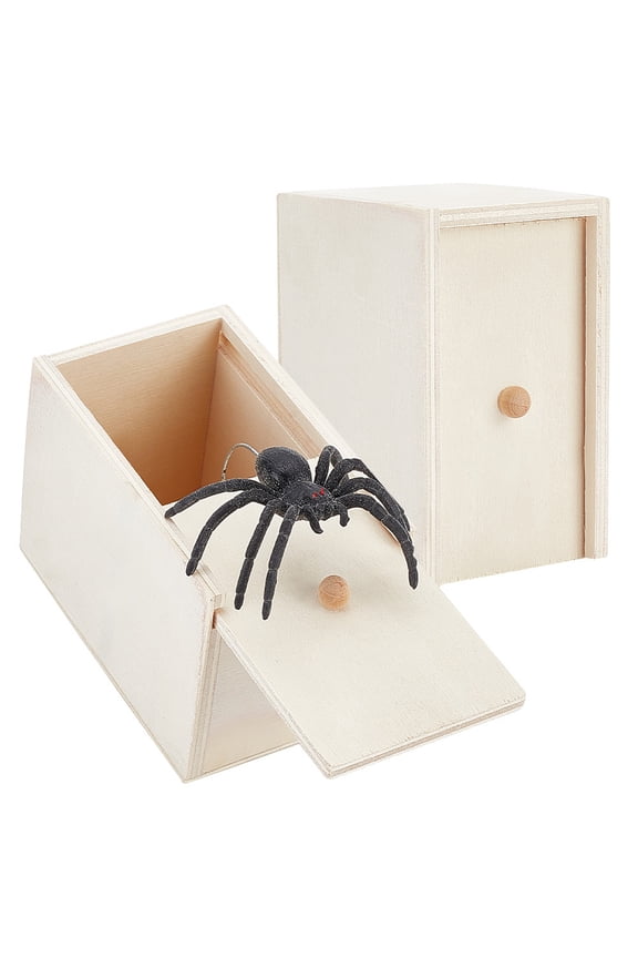 Novelty Spider Prank Box Funny Wooden Box Gag Gift Funny White Elephant Gifts for Adults Christmas Party