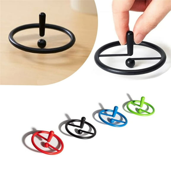 Novelty Spinning Tops 4 Pcs Plastic Forever Spinning Circle Suspended Exclamation Mark for Birthday Party Table Toy