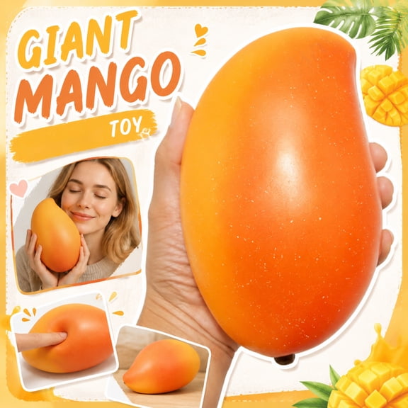 Novelty Squeeze Toys, Golden Mango Giant Slow Rising Scented Squeeze, Fake Fruit Life-Like Mango Replica, Squeeze Toys for Quiet Use, 6X4X3.5 Inch Soft Deformable Toys That