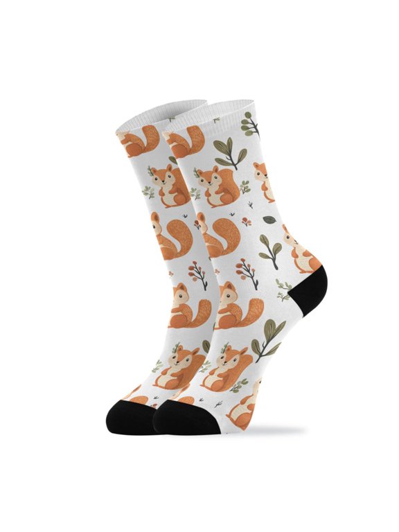 Novelty Squirrel Crew Socks for Women Men Soft Stretchy Breathable Unisex Casual Socks One Size Funny Crazy Gift Socks