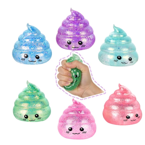 Novelty Squishy Poop Stress Ball Items,Fidget Sensory Squeeze Items for Anxiety,Gross Gag Gifts for Teens & Adults,Glitter Funny Squishy,Prank Surprise Party Favors