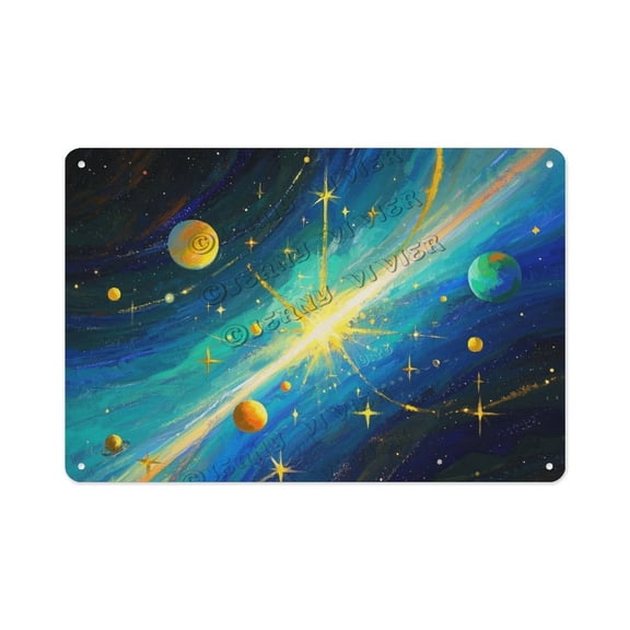 Novelty Starry Sky Tin Sign for Night Owls Funny Metal Wall Art for Gamers, Coders, Students Celestial Poster for Teen Bedroom or Man Cave 12x16 inch