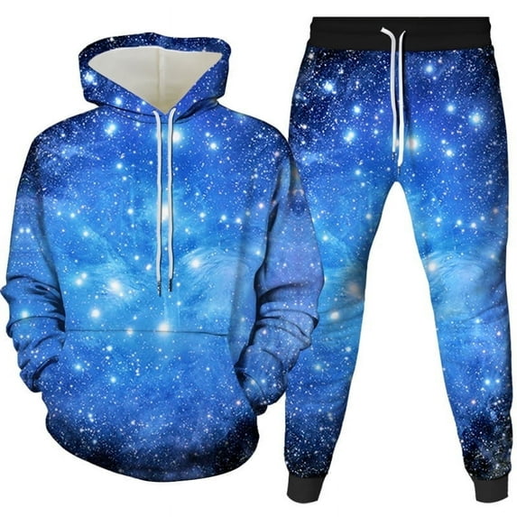 Novelty Stars 3D Printed Men's Women's Hoodie and Jogging Pants Suit Unisex Cool Universe Nebula Tracksuit Set Colorful Outer Space Pattern Sportswear Suit