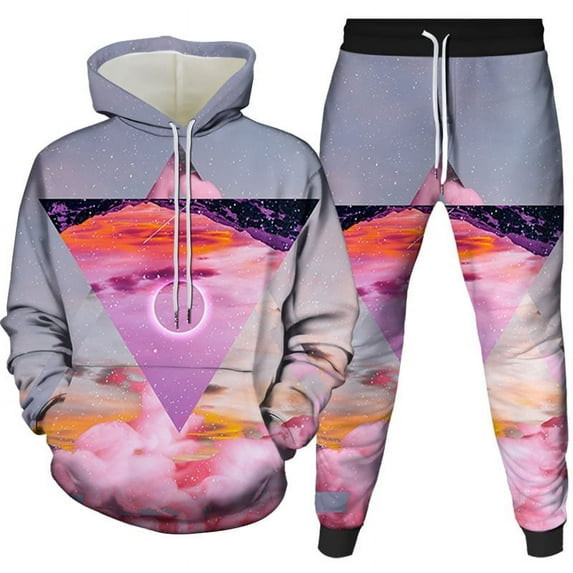 Novelty Stars 3D Printed Men's Women's Hoodie and Jogging Pants Suit Unisex Cool Universe Nebula Tracksuit Set Colorful Outer Space Pattern Sportswear Suit