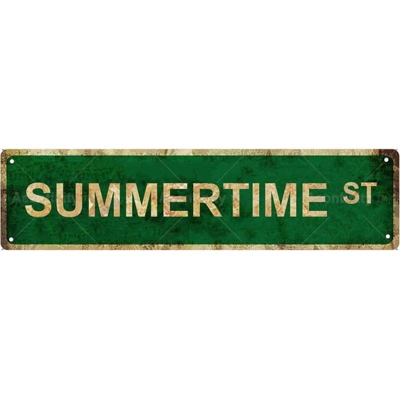 Novelty Summertime ST Metal Tin Street Sign, 4 x 16 Inch