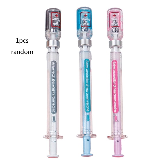 Novelty Syringe Ballpoint Pen, Creative Medical Injection Shape Retractable Pen with Colorful Fake Liquid for Nurses & Doctors Theme Party Supplies, 1Pc