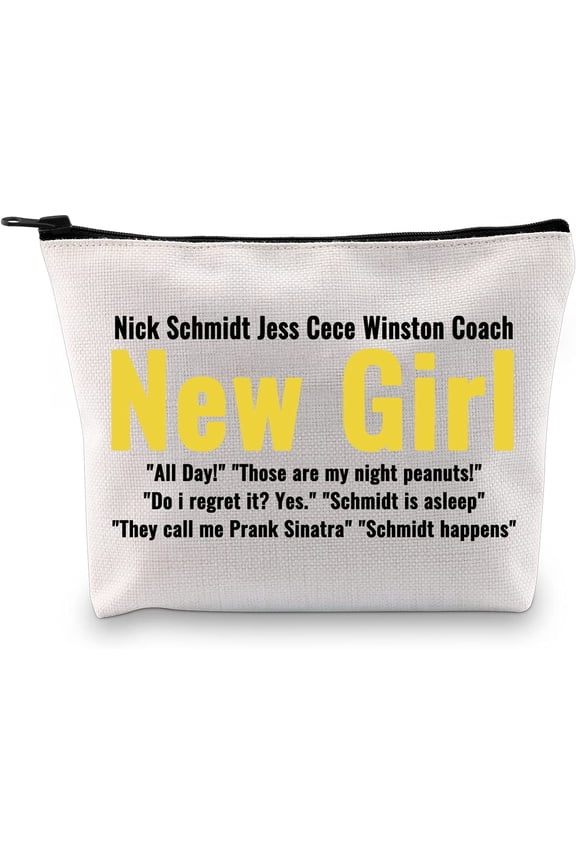 Novelty TV Show Inspired Nick Schmidt Jess Cece Winston Coach Zipper Pouch Makeup Bag for Fans