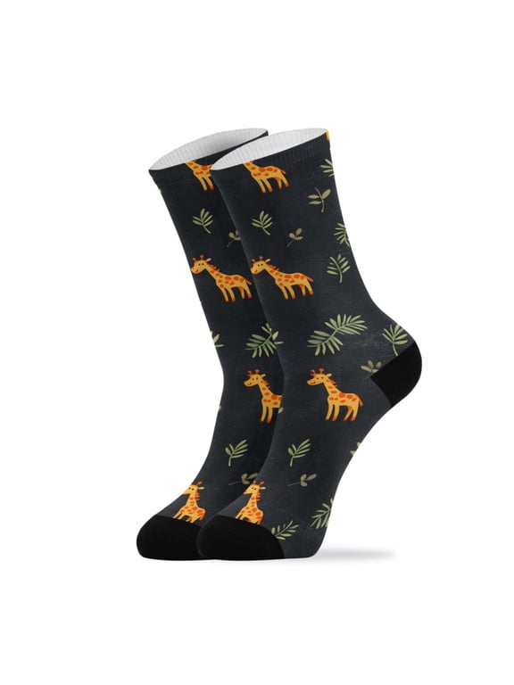 Novelty Tile Deer Crew Socks for Women Men Soft Stretchy Breathable Unisex Casual Socks One Size Funny Crazy Gift Socks