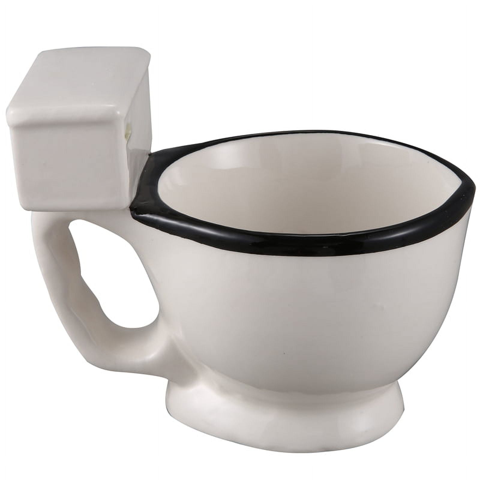 Novelty Toilet Ceramic Mug with Handle 300ml Coffee Tea Milk Ice Cream Cup Funny for Gifts, Silver