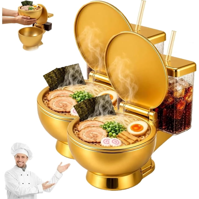 Strow Howse Novelty Toilet Ramen Bowl Set, 2-in-1 Toilet Shaped Noodle Bowl, Funny ...