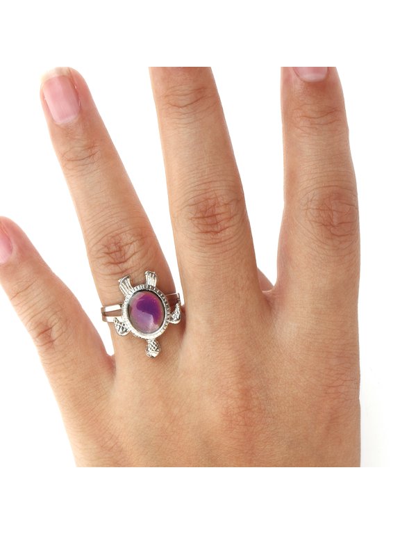 Mood Ring with Adjustable Size Featuring Color Changing Turtle Design in Multi Color Fits Many Sizes