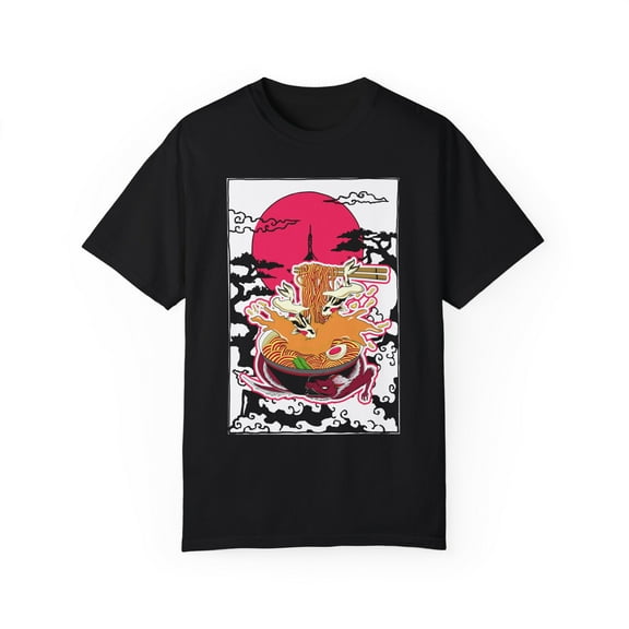 Novelty Udon Noodle Nigiri Nachos Japanese Foods Enthusiast Hilarious Hot Broth Chinese Style Delicacies Lover Unisex Garment-Dyed T-shirt