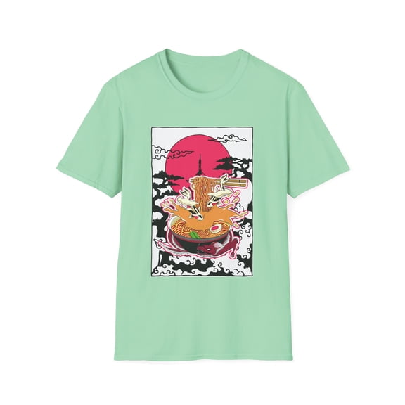 Novelty Udon Noodle Nigiri Nachos Japanese Foods Enthusiast Hilarious Hot Broth Chinese Style Delicacies Lover Unisex Softstyle T-Shirt