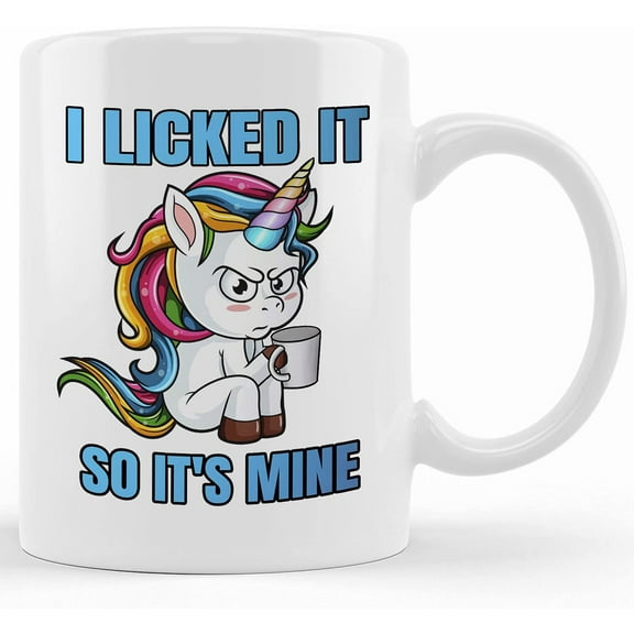 Novelty Unicorn Mug Humorous Gift I Licked It So Its Mine, Ceramic Novelty Coffee Mugs 11oz, 15oz Mug, Tea Cup, Gift Present Mug For Birthday, Christmas Thanksgiving Festival