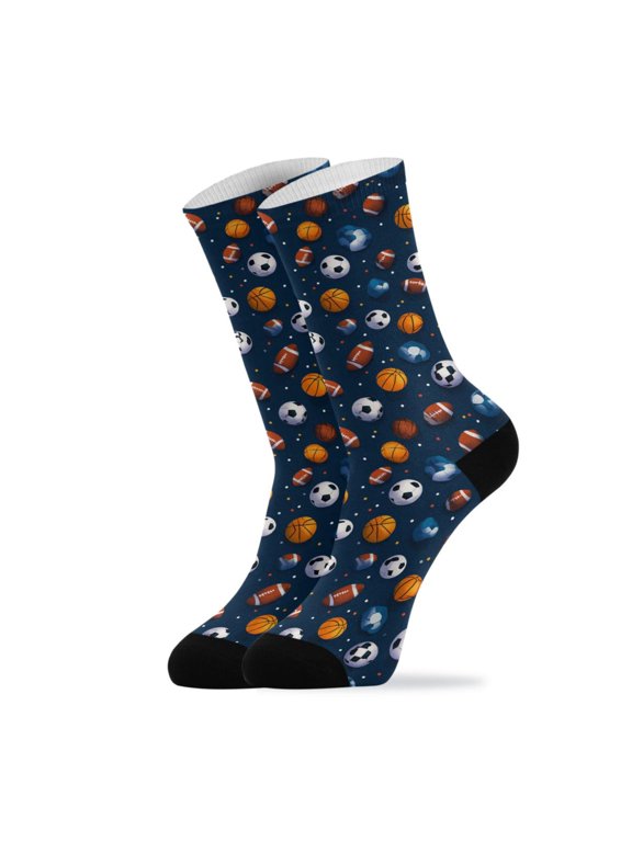 Novelty Various Ball Games Crew Socks for Women Men Soft Stretchy Breathable Unisex Casual Socks One Size Funny Crazy Gift Socks
