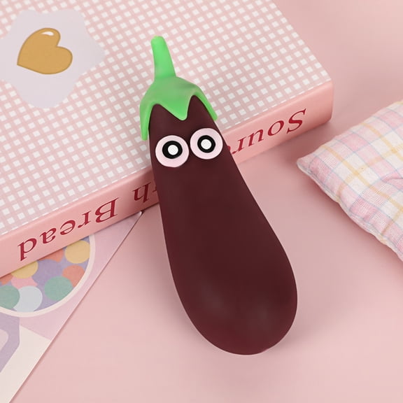 Novelty Vegetable Squishy Toys, Cute Cartoon Eggplant Squeeze, Soft Stretchy Stress Balls, Random Style for Anxiety, Desk Decor & Creative Gifting