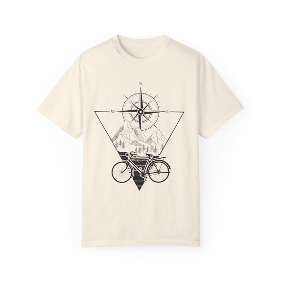 Novelty Vintage Mountain Fan Biking Bicycling Enthusiast Hilarious Mountaineering Adventuring Bike Riding Unisex Garment-Dyed T-shirt