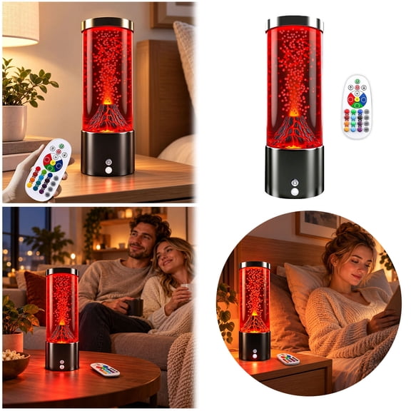 Novelty Volcano Table Lamp Colorful Lava Glow Night Light, Fun Ambient Decoration for Bedroom Desk Shelf, Playful Lighting for Kids Rooms Parties and Relaxation for Gifting