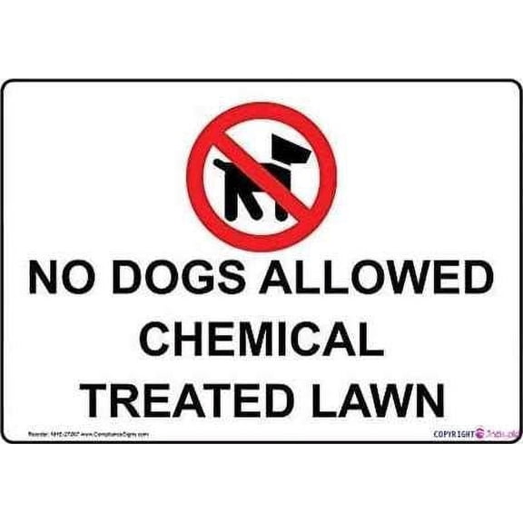 Novelty Warning Metal Tin Sign No Dogs Allowed Chemical Treated Lawn Sign Outdoor Security Farm Yard Warning Decoratives Metal Sign Size: 12 x 16 inch