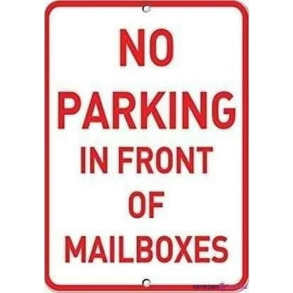 Novelty Warning Metal Tin Sign No Parking in Front of Mailboxes Parking Sign Outdoor Security Farm Yard Warning Decoratives Metal Aluminum Sign 8 X 12 INCH